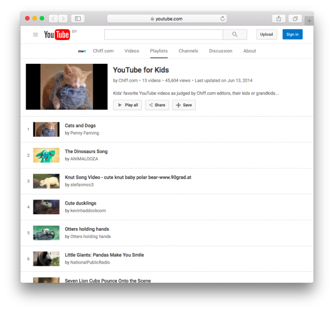 Видеосервис YouTube Kids доступен онлайн