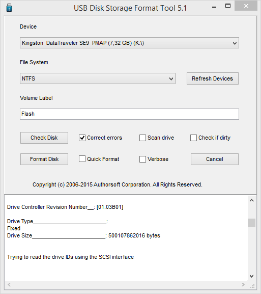 Программа для форматирования USB Disk Storage Format Tool