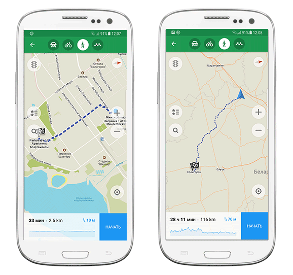 Maps me в качестве навигатора для пешеходов (работает на Андроид)